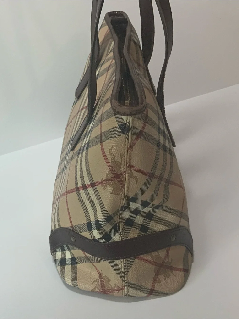 Elegant Handbag by Burberry Tan Signature Diagonal Plaid